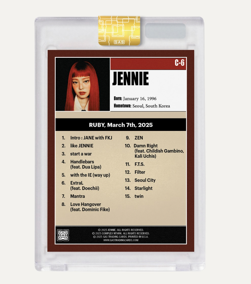 Pop-Up Exclusive Jennie x Complex x GAS Limited Edition Cracked Ice Foil Card (sealed pack)