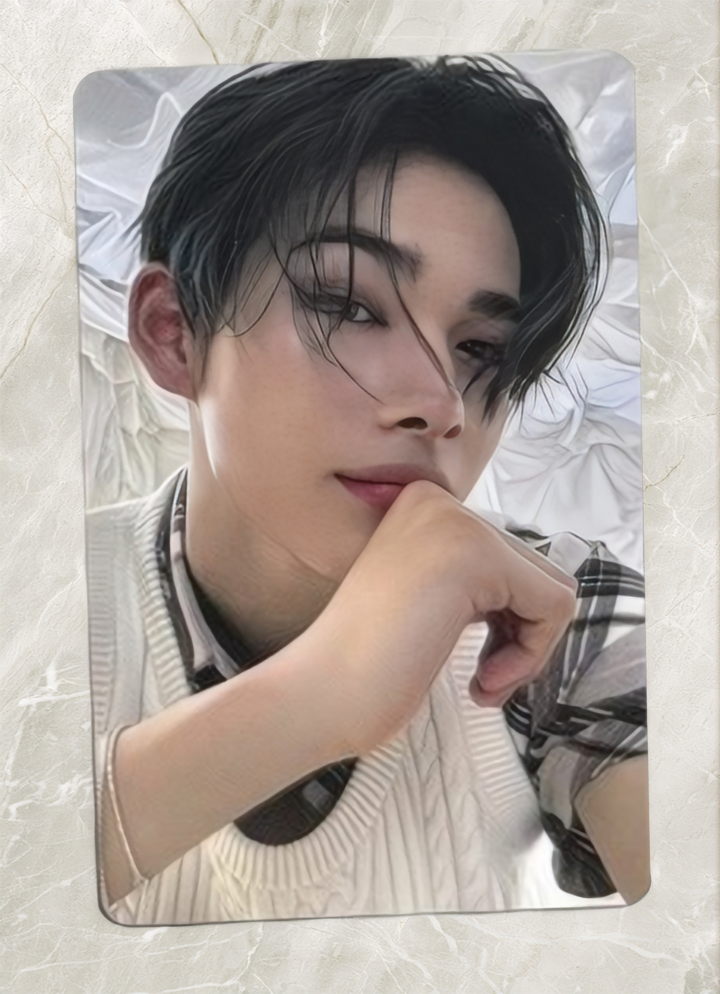 Front view of enhypen Niki Untold Romance Yzy Yizhiyu 5.0 Video Call Pob Photocard photocard