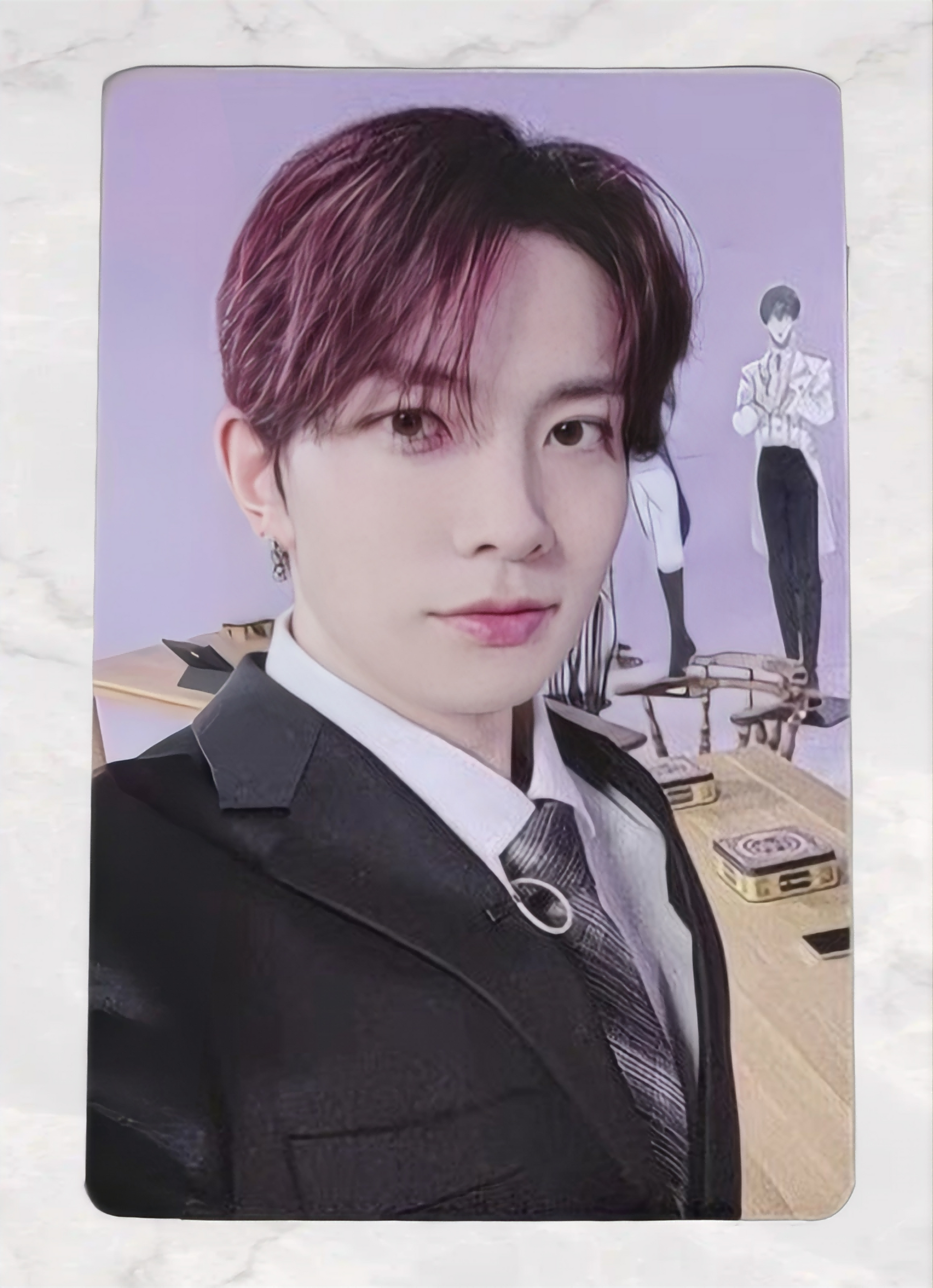 Front view of enhypen Heeseung Dark Blood Yzy Yizhiyu Pre-Order Benefit Pob Photocard photocard