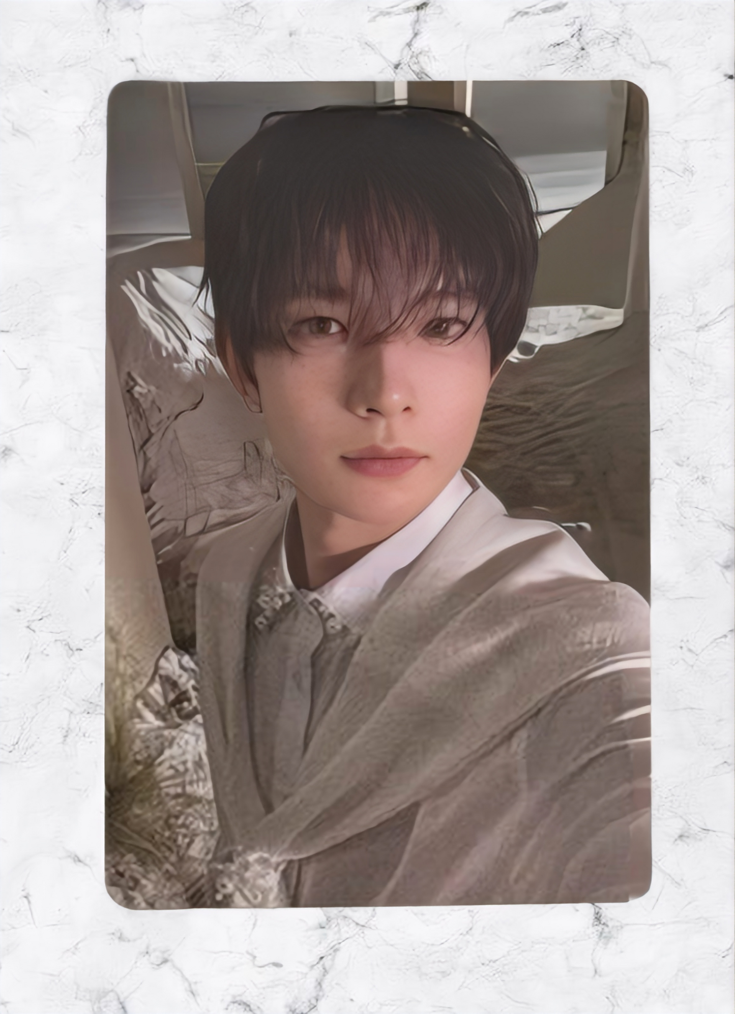 Front view of enhypen Heeseung Orange Blood Yzy 1.0 Video Call Pob Photocard photocard