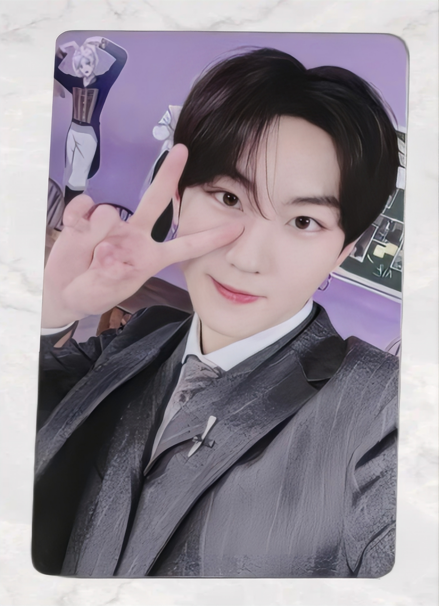 Front view of enhypen Jungwon Dark Blood Yzy Yizhiyu Pre-Order Benefit Pob Photocard photocard