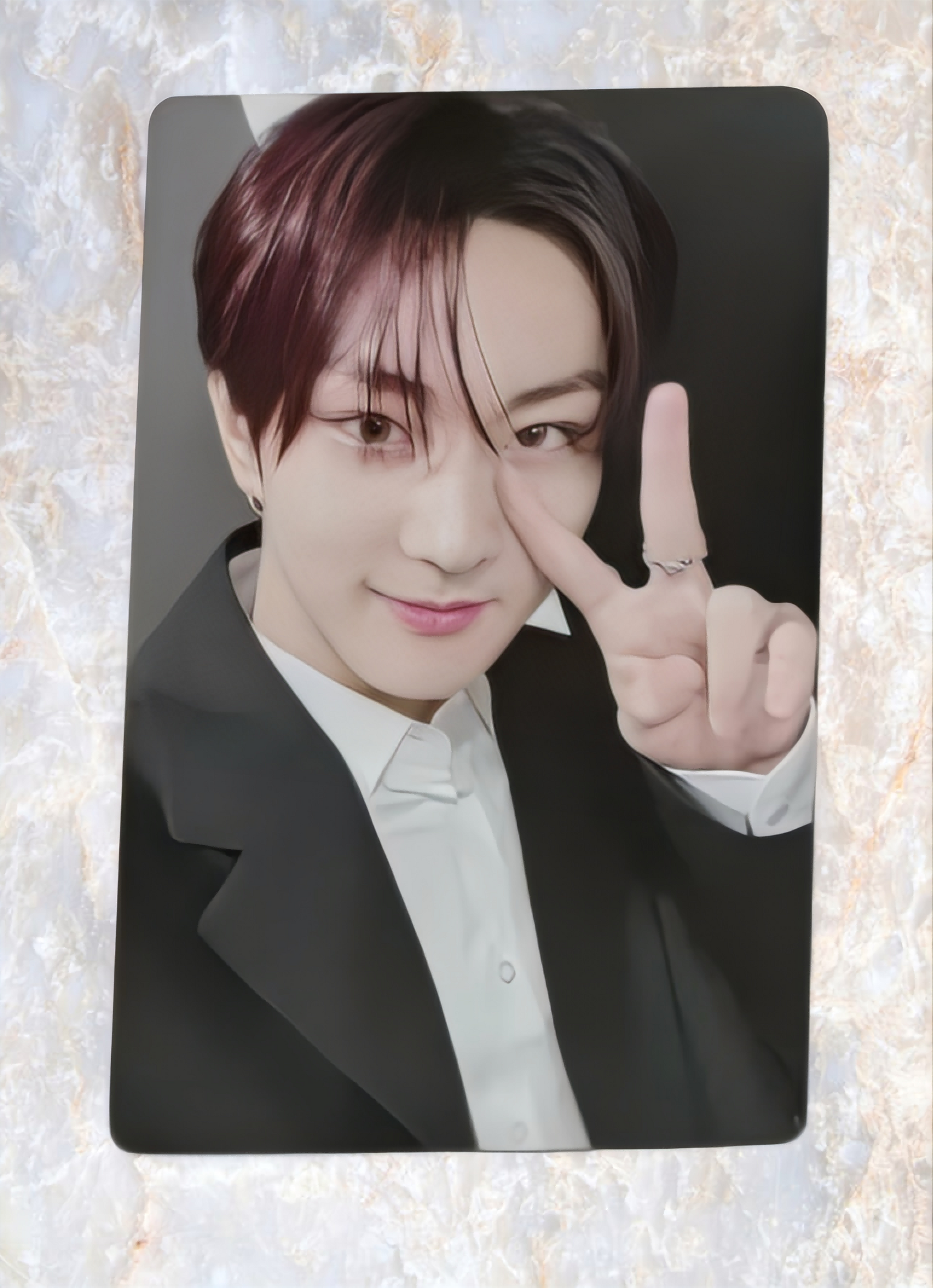 Fansign view of enhypen Jungwon Orange Blood Yzy Yizhiyu 6.0 Fansign Pob Photocard photocard