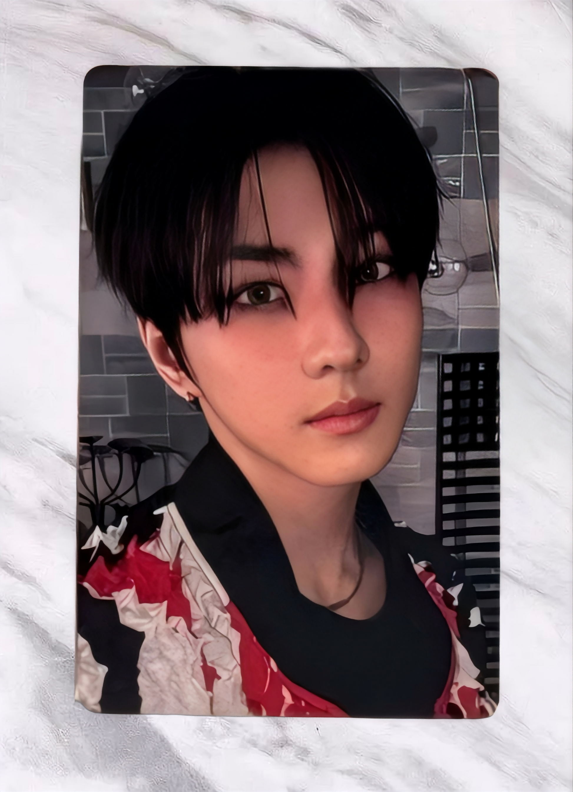 Front view of enhypen Jungwon Untold Romance Yzy Yizhiyu 5.0 Lucky Draw Pob Photocard photocard