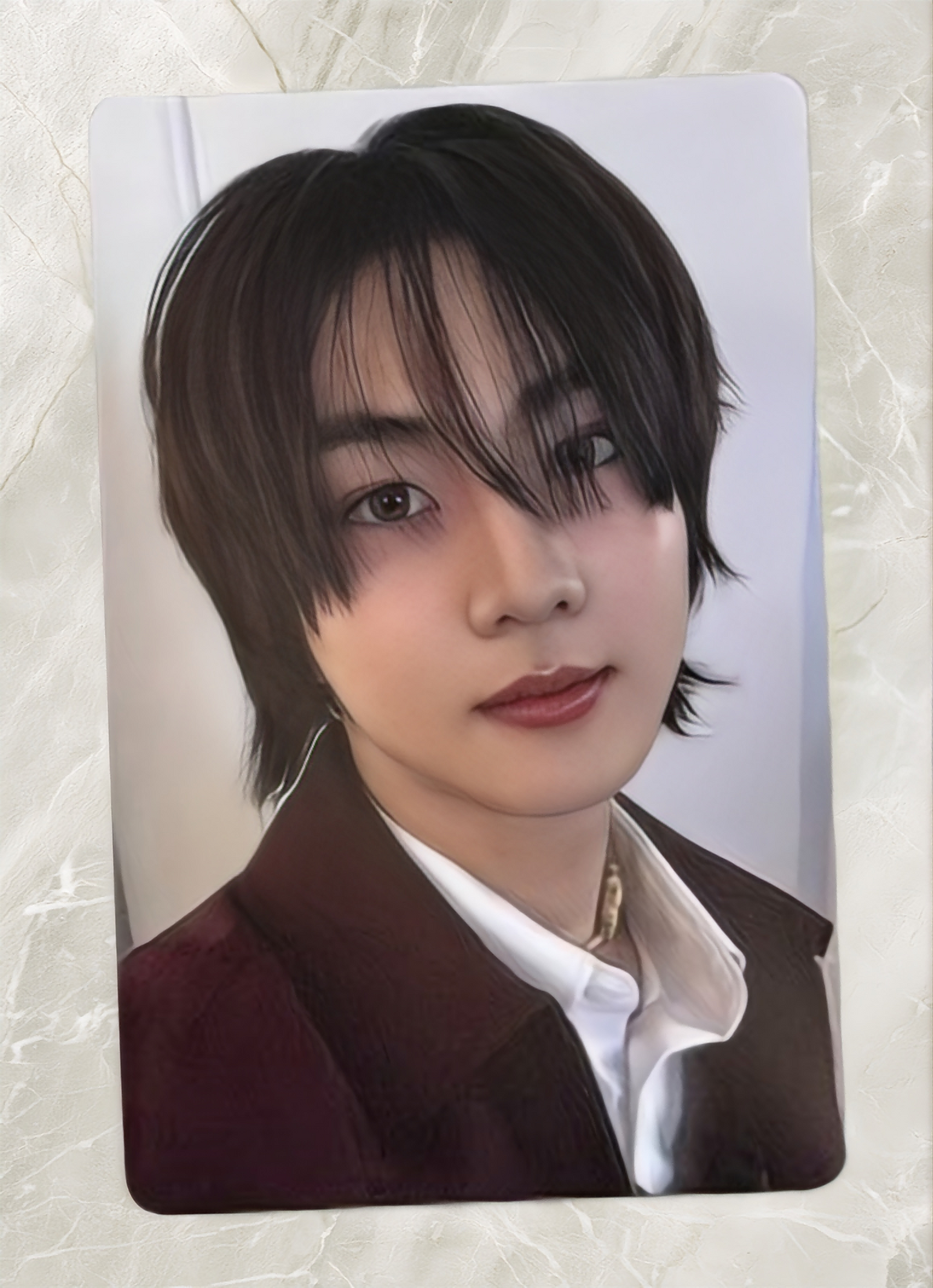 Front view of enhypen Jungwon Untold Romance Yzy Yizhiyu 5.0 Video Call Pob Photocard photocard