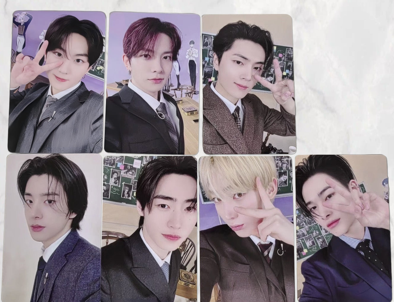 Front view of enhypen Ot7 Dark Blood Yzy Yizhiyu Pre-Order Benefit Pob Photocard photocard