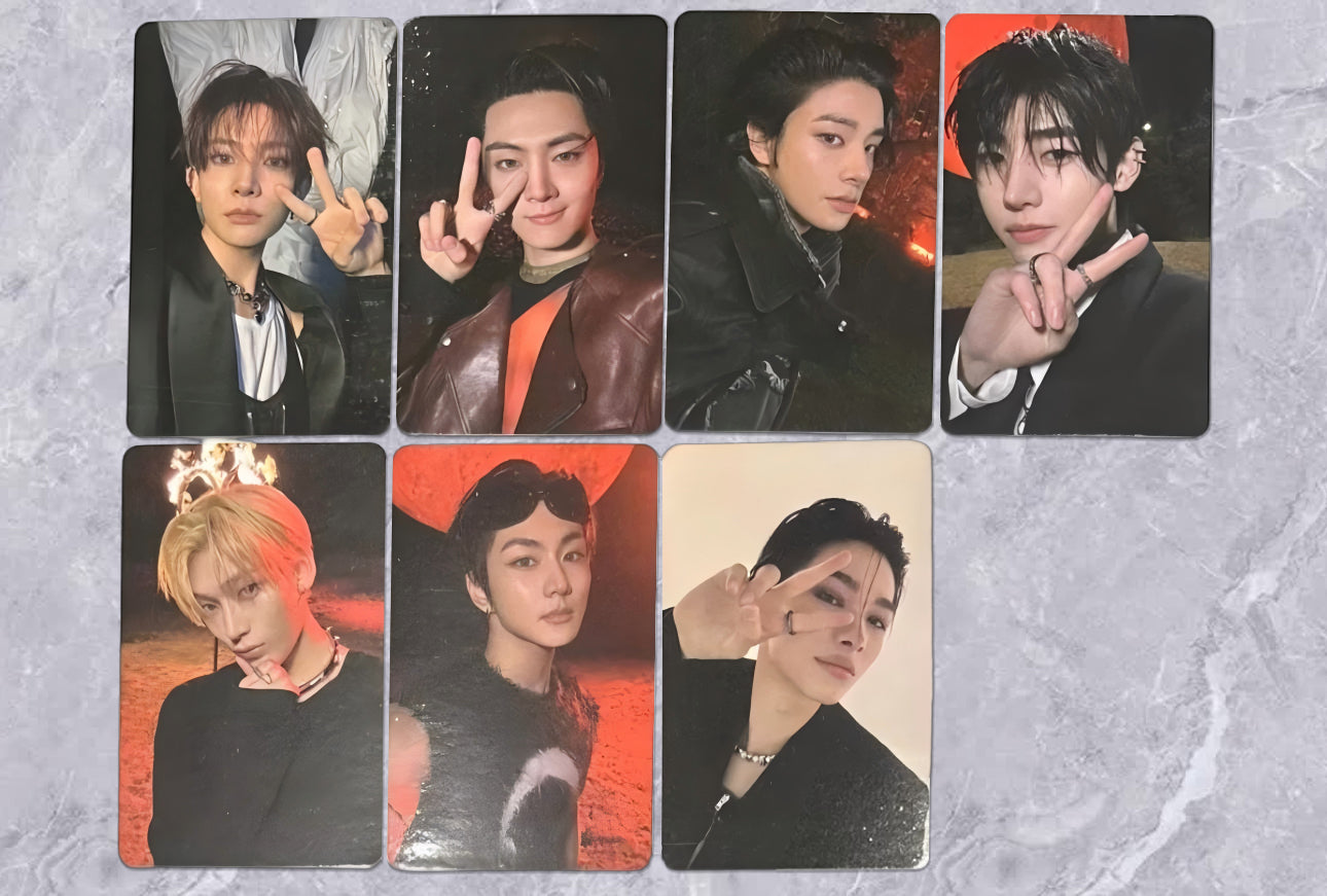 Front view of enhypen Ot7 Untold Romance Music Art Lucky Draw Pob Photocard photocard