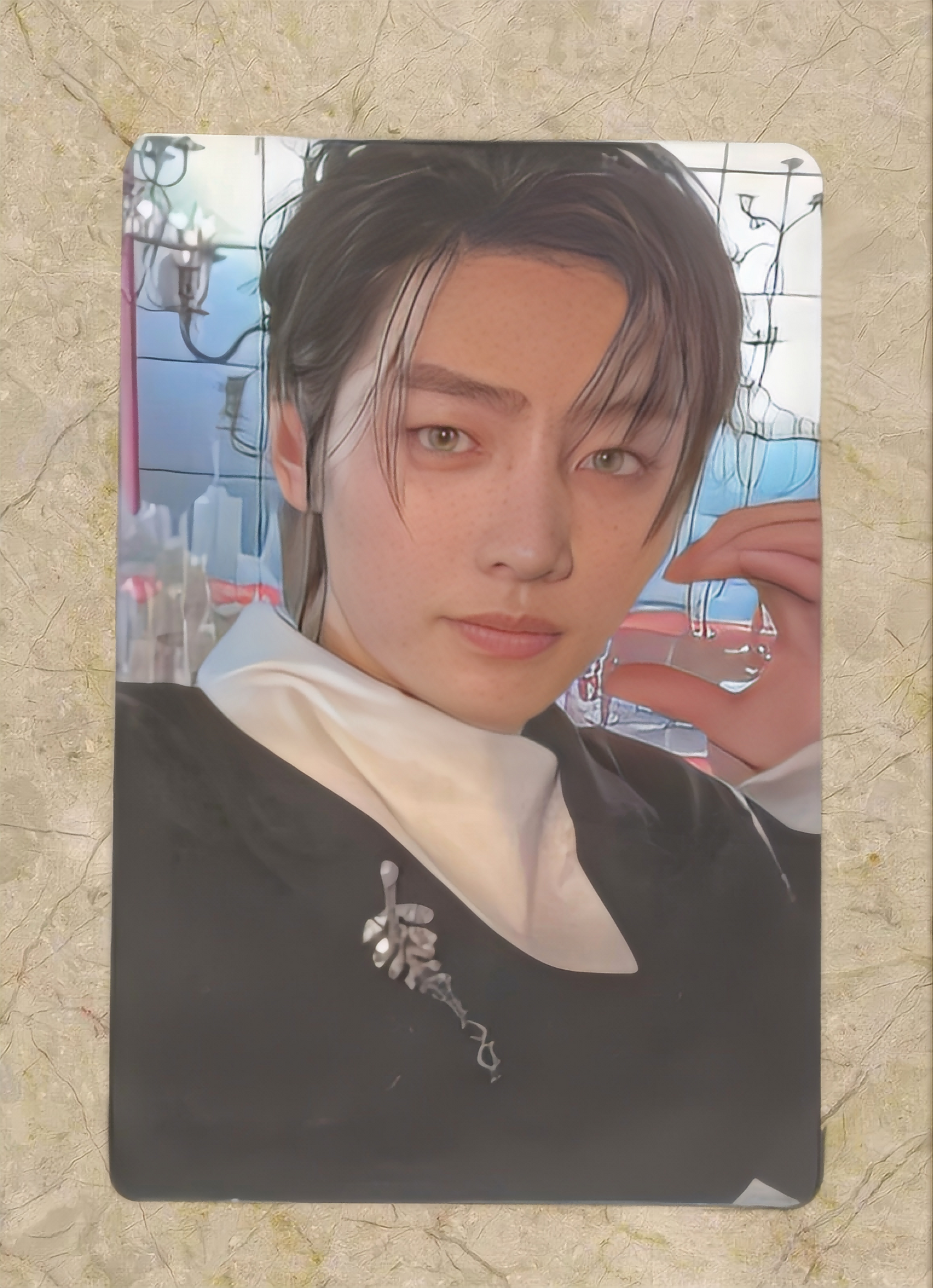 Front view of enhypen Sunghoon Dark Blood Powerstation 2.0 Pob Photocard photocard