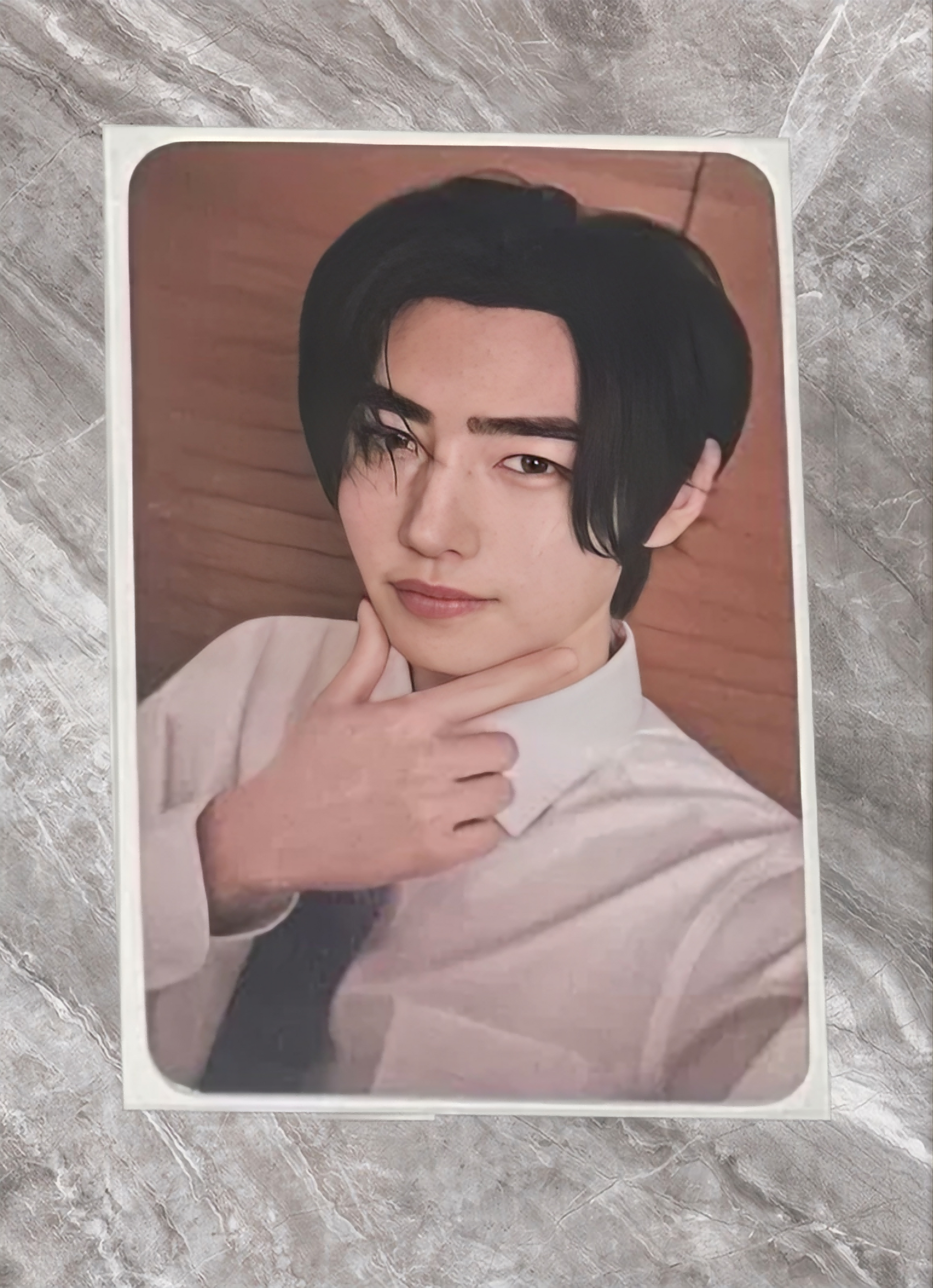 Front view of enhypen Sunghoon Dark Moon Powerstation Pob Photocard photocard