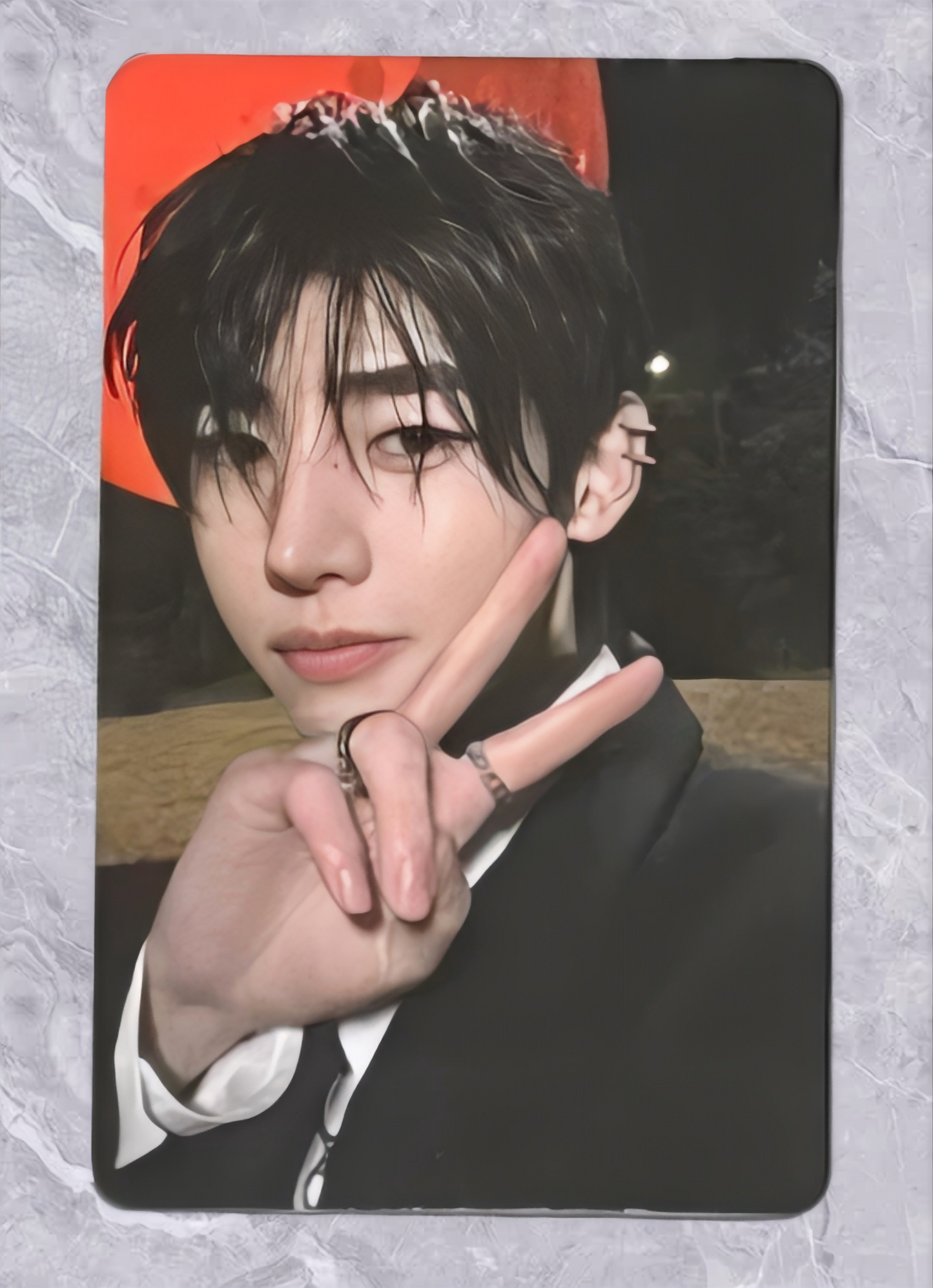 Front view of enhypen Sunghoon Untold Romance Music Art Lucky Draw Pob Photocard photocard