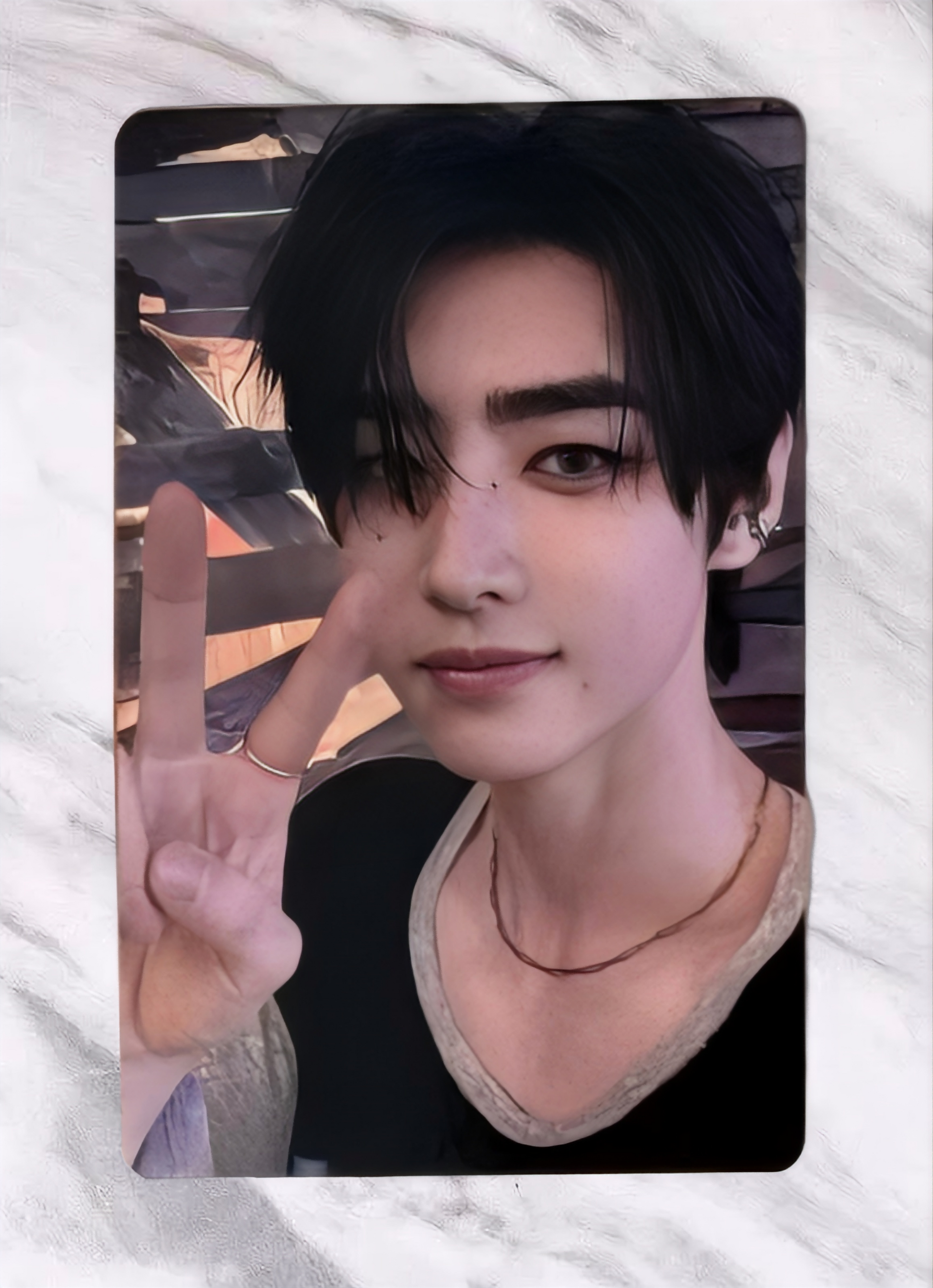 Front view of enhypen Sunghoon Untold Romance Yzy Yizhiyu 5.0 Lucky Draw Pob Photocard photocard