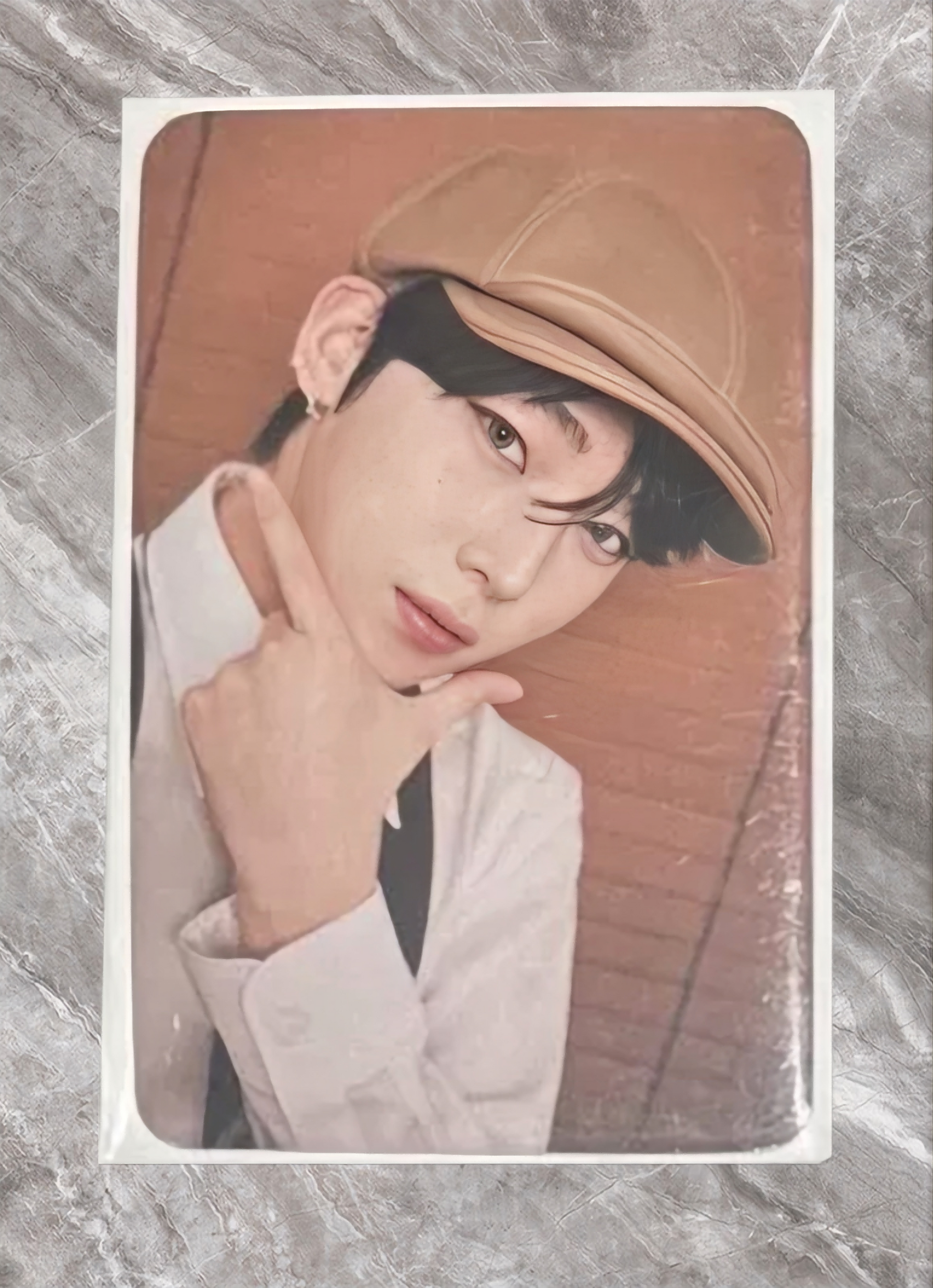 Front view of enhypen Sunoo Dark Moon Powerstation Pob Photocard photocard