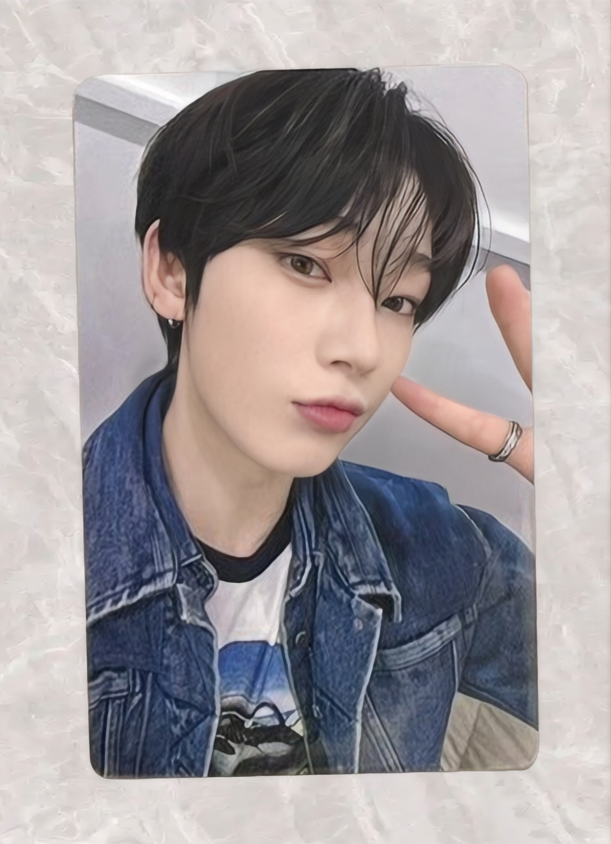 Front view of enhypen Sunoo Orange Blood Yzy 5.0 Video Call Pob Photocard photocard