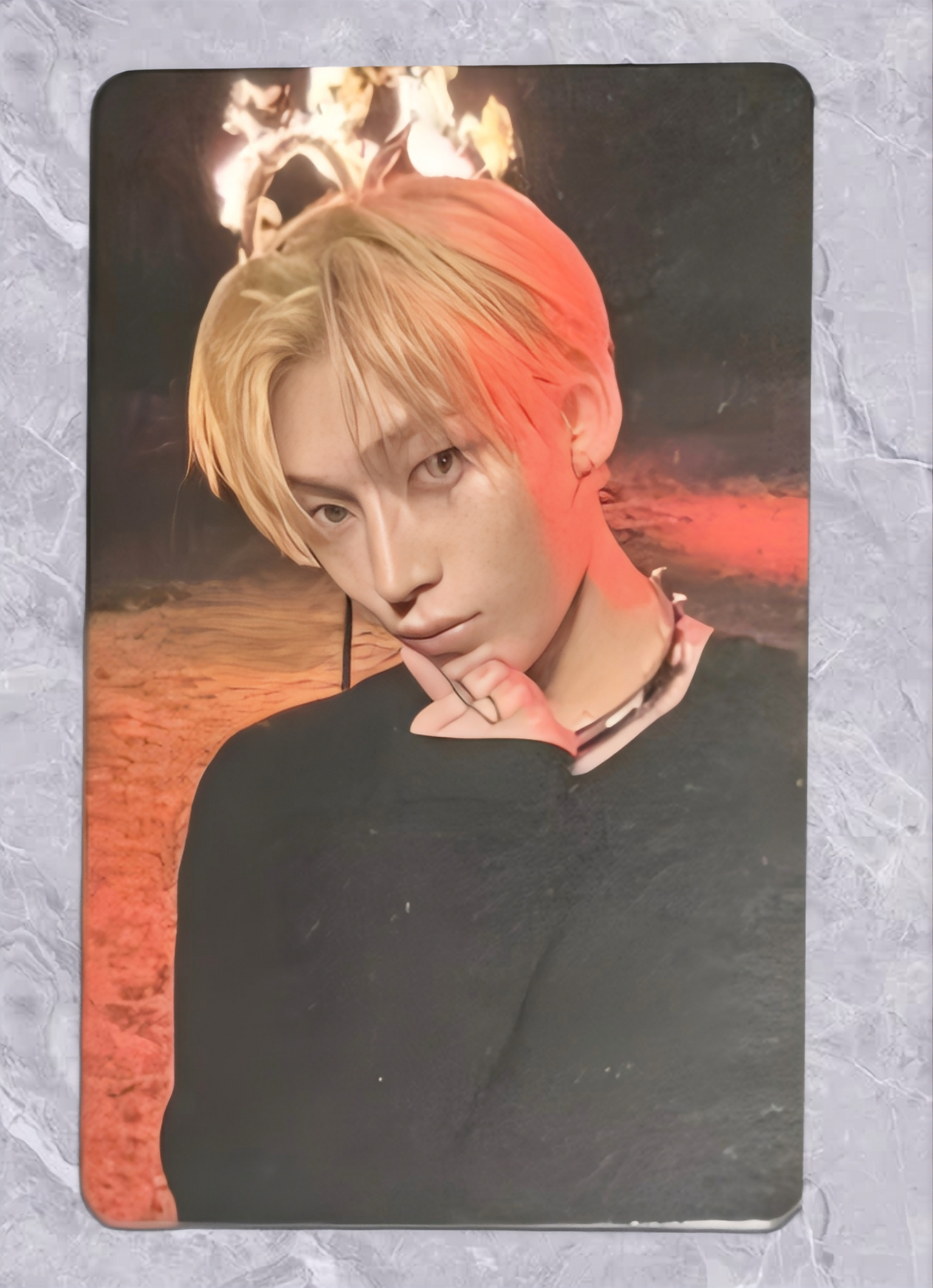 Front view of enhypen Sunoo Untold Romance Music Art Lucky Draw Pob Photocard photocard